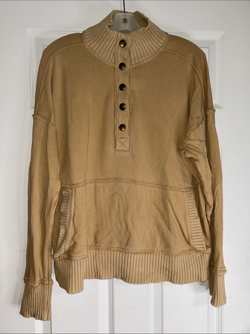 aerie women’s button up quarter sweatshirt